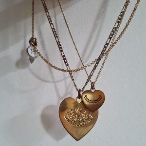 Vintage y2k juicy couture engraved layered necklace with rhinestones.